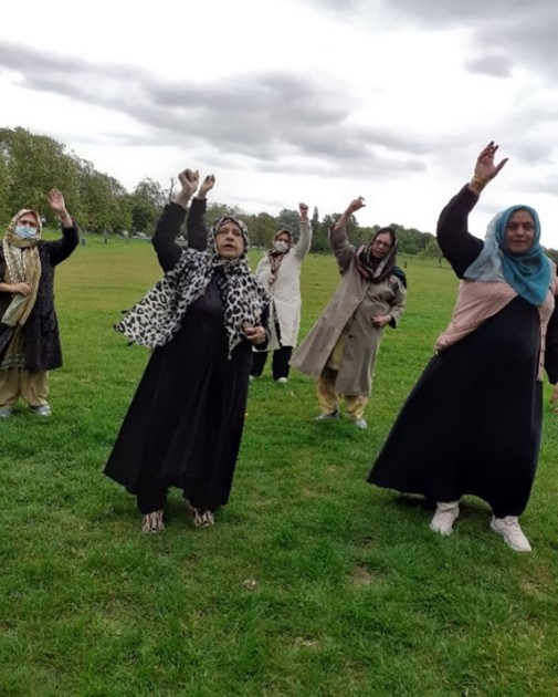 Photo of the South London Women's group exercising in the park together