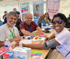 Clinicians at the Lambeth Country Show carrying out blood pressure checks