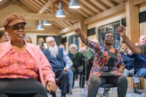 Diverse mix of people participating in a Friends of Windmill Gardens project